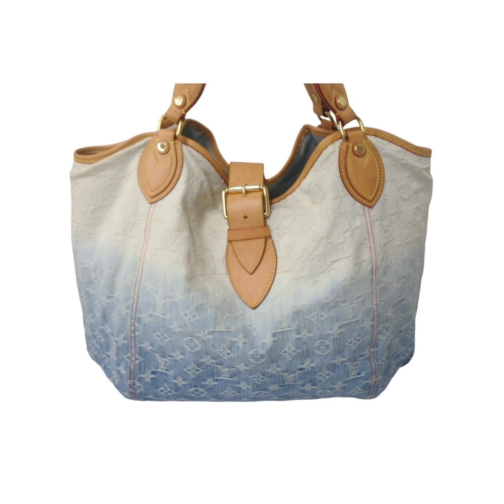 Louis Vuitton Blue Monogram Denim White Tote Sunbeam Bag - Picture 1 of 9